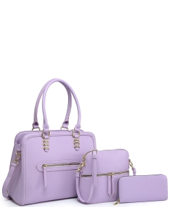 Fashion 3in1 Satchel Handbag Set 716546 PURPLE